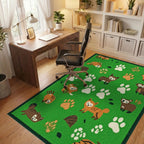 Forest Friends Paw Print Medley Rug - Office View