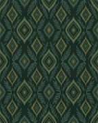 Forest Green Diamond Leaf Medallion Rug - Cutout View
