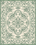 Forest Green Floral Scroll Meadow Rug - Cutout View
