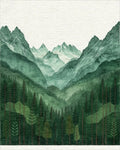 Forest Green Mountain Layers Watercolor Rug - Cutout View
