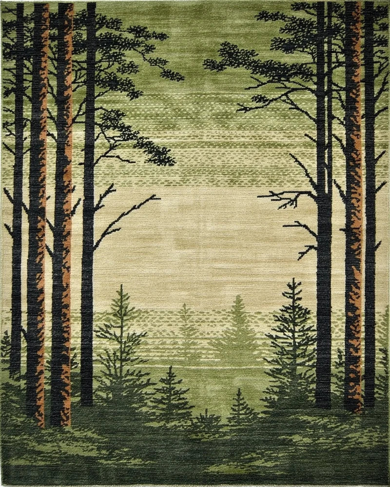 Forest Landscape Tall Pine Trees Rug - Cutout View