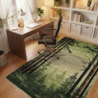 Forest Landscape Tall Pine Trees Rug - Office View