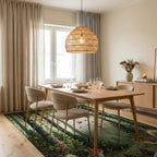 Forest Scene With Squirrels Bird Design Rug - Dining Room View
