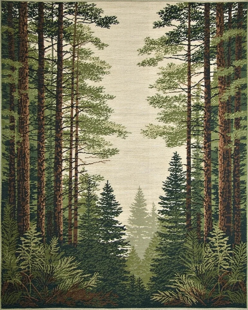 Forest Trees Woodland Scene Rug - Cutout View