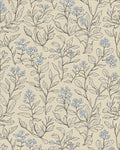 Forget Me Not Botanical Sketch Rug - Cutout View