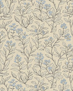 Forget Me Not Botanical Sketch Rug - Cutout View