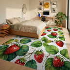 Fresh Berry Vine Watercolor Pattern Rug Bedroom View