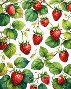 Fresh Berry Vine Watercolor Pattern Rug - Cutout View