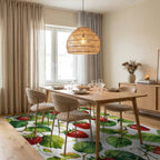 Fresh Berry Vine Watercolor Pattern Rug Dining Room View