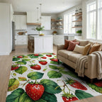 Fresh Berry Vine Watercolor Pattern Rug Living Room View