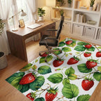 Fresh Berry Vine Watercolor Pattern Rug Office View