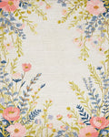 Fresh Coral Pink Floral Whimsical Meadow Rug - Cutout View