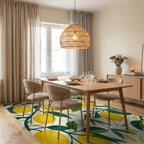 Fresh Lemon Branch Pattern Rug Dining Room View