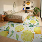 Fresh Lemons Leaf Pattern Design Rug Bedroom View