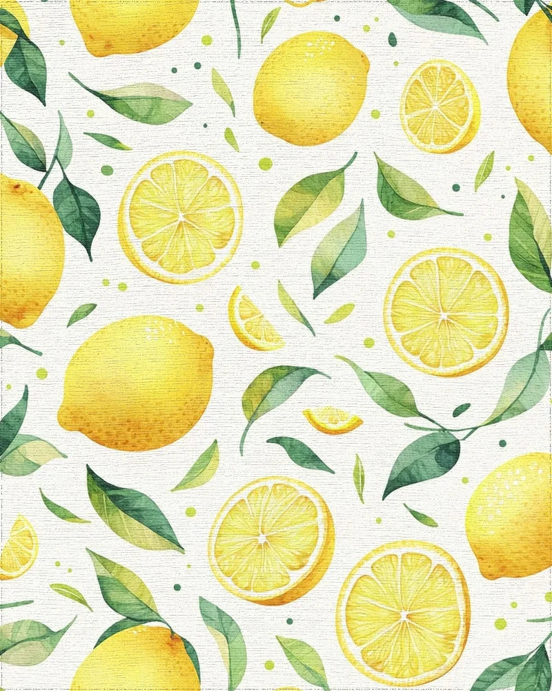 Fresh Lemons Leaf Pattern Design Rug - Cutout View