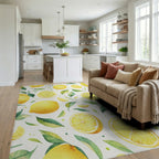 Fresh Lemons Leaf Pattern Design Rug Living Room View