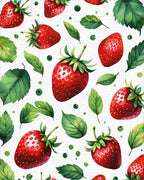 Fresh Strawberry Botanical Pattern Rug - Cutout View