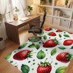 Fresh Strawberry Botanical Pattern Rug Office View
