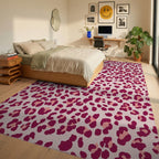 Fuchsia Leopard Spot Texture Accents Rug - Bedroom View