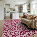 Fuchsia Leopard Spot Texture Accents Rug - Living Room View