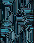 Futuristic Circuit Board Abstract Pattern Rug - Cutout View