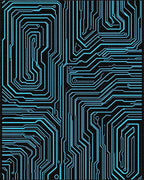 Futuristic Circuit Board Abstract Pattern Rug - Cutout View