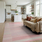 Gentle Pink Stripe Gradient Rug - Living Room View