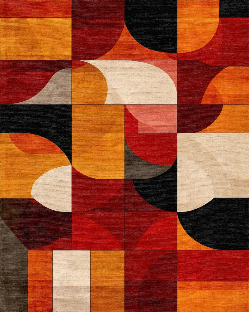 Geometric Abstract Warm Tones Rug - Cutout View