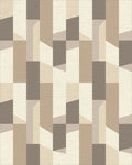 Geometric Beige Wood Block Facade Rug - Cutout View