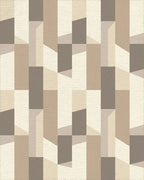 Geometric Beige Wood Block Facade Rug - Cutout View