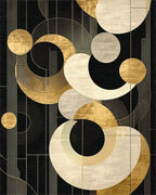 Geometric Black Gold Circles Rug - Cutout View