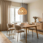 Geometric Blocks Neutral Palette Rug - Dining Room View