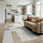 Geometric Blocks Neutral Palette Rug - Living Room View