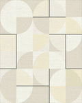 Geometric Cream and Tan Circles Rug - Cutout View