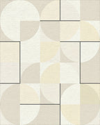 Geometric Cream and Tan Circles Rug - Cutout View