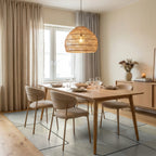 Geometric Cream and Tan Circles Rug Dining Room View