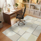 Geometric Cream and Tan Circles Rug Office View