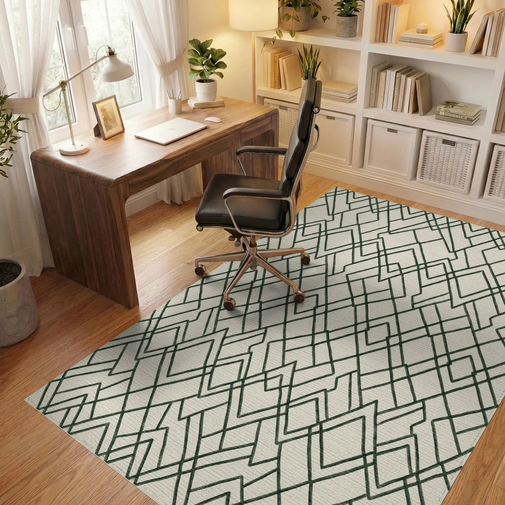 Geometric Diamond Lattice Rug Office View