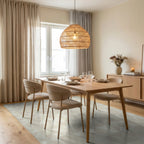 Geometric Diamond Textured Cream Rug Dining Room View
