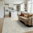 Geometric Diamond Textured Cream Rug Living Room View