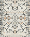 Geometric Diamond Tribal Neutral Rug - Cutout View
