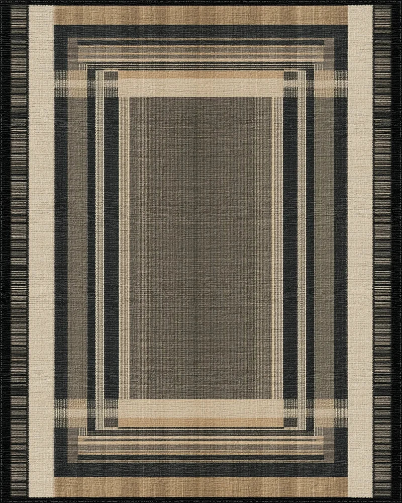 Geometric Earth Tone Striped Rectangles Rug - Cutout View