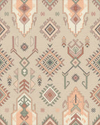 Geometric Earthy Tone Tribal Rug - Cutout View