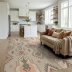 Geometric Earthy Tone Tribal Rug Living Room View