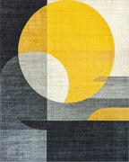Geometric Golden Sun Abstract Rug - Cutout View
