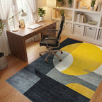 Geometric Golden Sun Abstract Rug - Office View