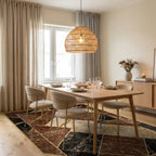 Geometric Marble Pattern With Gold Accents Rug - Dining Room View