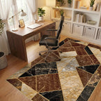 Geometric Marble Pattern With Gold Accents Rug - Office View