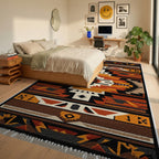 Geometric Native American Sunburst Rug - Bedroom View
