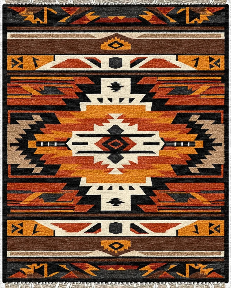 Geometric Native American Sunburst Rug - Cutout View